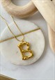 Gold Letter Initial 'B' Bamboo pendant Charm Necklace