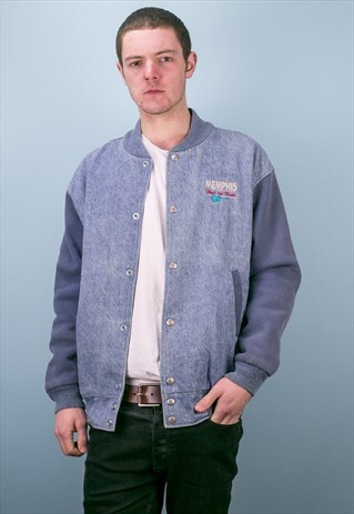 VINTAGE USA DENIM VARSITY COLLEGE JACKET