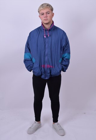 VINTAGE 80'S BLUE WINDBREAKER SHELL JACKET SIZE MEDIUM