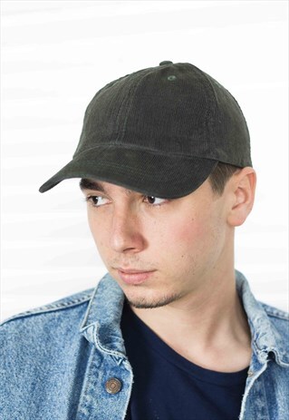 GREY CORDUROY BASEBALL CAP HAT 2.4