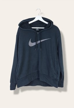 Vintage Nike Sweatshirt Hoodie Big Grey Logo in Black L