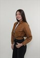 80S LEATHER BOMBER JACKET, VINTAGE WOMEN BROWN AVIATOR 