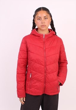 Women's Vintage Tommy Hilfiger Red Hooded Puffer Jacket 