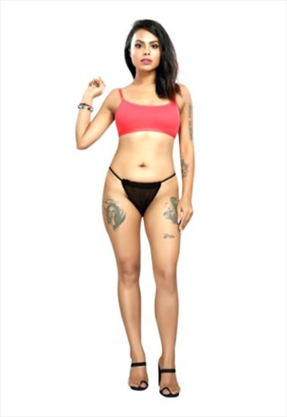 BLACK SHEER G-STRING THONG SEXY GEORGETTE BIKINI PANTIES