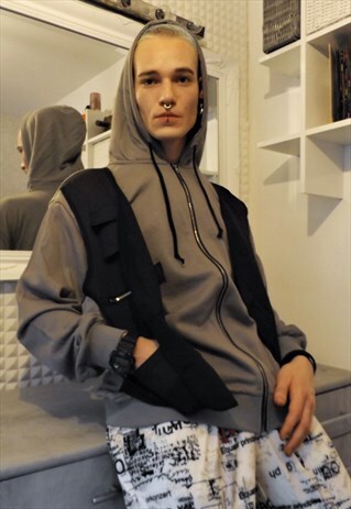 2 IN 1 DROP SHOULDER PREMIUM HOODIE UTILITY CARGO VEST SET