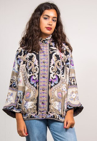 VINTAGE 90'S CRAZY BAROQUE PATTERN SHIRT BLOUSE