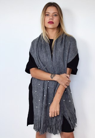 GREY EMBELLISHED SCARF