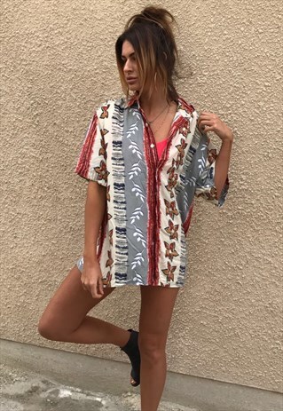 PATTERNED OVERSIZED RETRO VINTAGE UNISEX FESTIVAL SHIRT