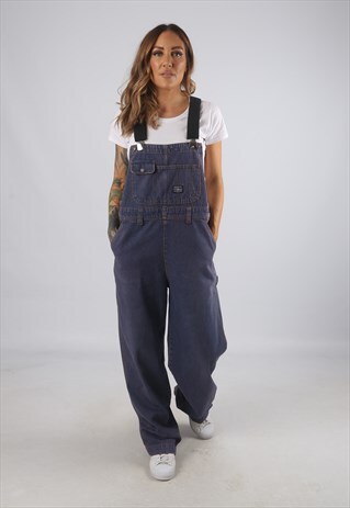 VINTAGE DENIM DUNGAREES BICH REWORKED UK 12 M (9AH)