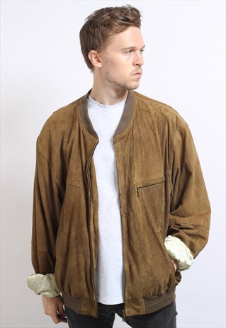 VINTAGE SUEDE OVERSIZED BOMBER JACKET