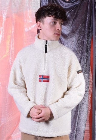 VINTAGE NAPAPIJRI LIGHT CREAM FLEECE JUMPER