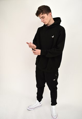 G&G UNISEX BLACK GOOSE SLIM FIT TRACKSUIT BOTTOMS