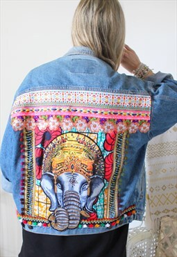 Vintage demi jacket Elephant, sequins and ethnic 