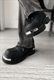 METAL PLATED SHOES GOING OUT TRAINERS CATWALK SNEAKERS BLACK