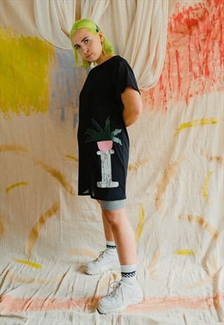 SHEER PEDESTAL TSHIRT DRESS