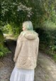 VINTAGE 90S SIZE LARGE FAUX SUEDE DUFFLE COAT IN BROWN