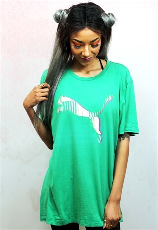 1990S VINTAGE BRANDED GREEN WITH PURPLE SPORTS TEE