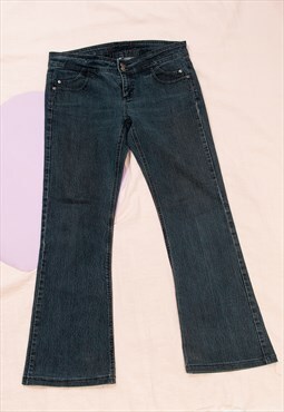 Vintage Flare Jeans Y2K Rave Grunge Denim Trousers