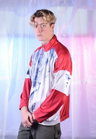 VINTAGE AUSTRALIAN ALPINE WHITE, RED AND BLUE TRACK JACKET