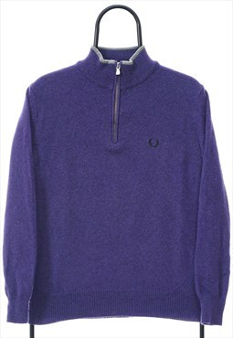 Vintage Fred Perry Purple Quarter Zip Jumper Womens