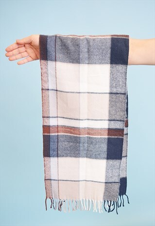 VINTAGE 80'S RETRO TARTAN CHECKED CLASSY SCARF