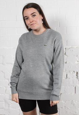 Vintage Lacoste Jumper in Grey Small