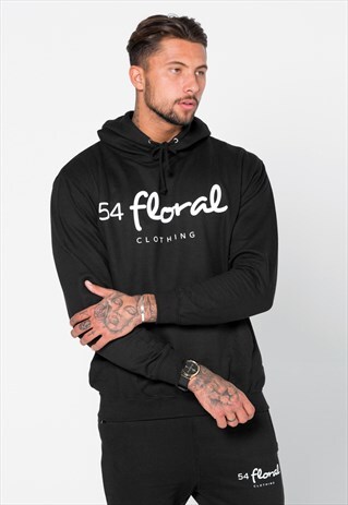 54 FLORAL LARGE GRAPHIC HOODY - BLACK