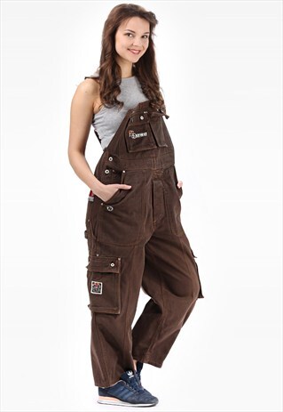DENIM OVERALLS 90S BROWN BAGGY