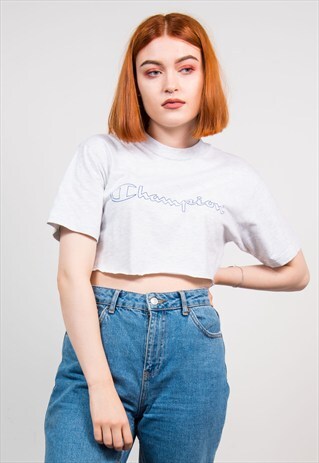 VINTAGE 90'S CROPPED GREY CHAMPION T-SHIRT