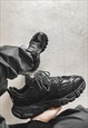 HIGH PLATFORM SNEAKERS TRACTOR SOLE GRUNGE SHOES IN BLACK