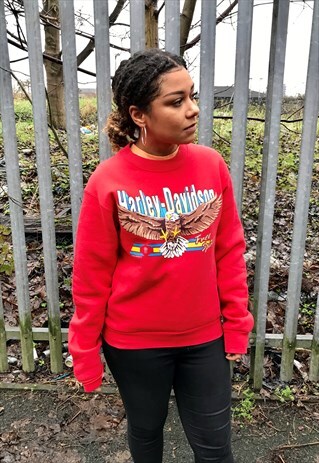 VINTAGE HARLEY DAVIDSON BIKER MOTORCYCLE RED SWEATSHIRT