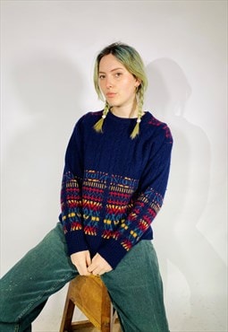 Vintage Size M Jaeger Wool Knitted Jumper in Multi