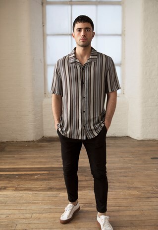 BOUND 'HECTOR' SHORT SLEEVE STRIPE RAYON SHIRT