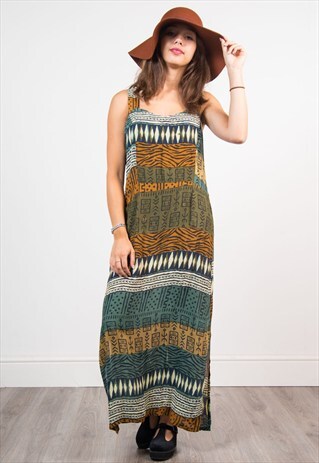 VINTAGE 90'S AZTEC PATTERN BOHO MAXI DRESS