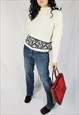90s vintage white fair isle knit basic minimalist jumper