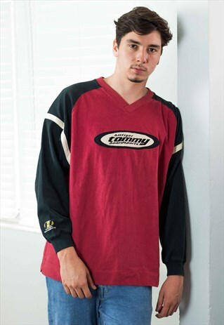 VINTAGE TOMMY HILFIGER SWEATSHIRT JUMPER LOGO 90S M 17.9