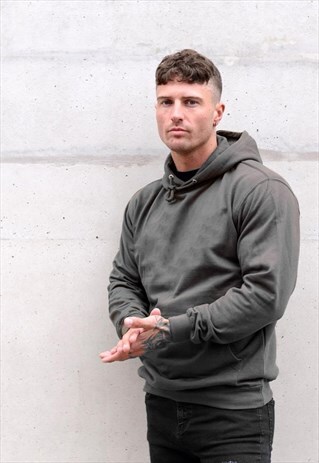 ESSENTIAL BLANK PULLOVER HOODY - STORM GREY