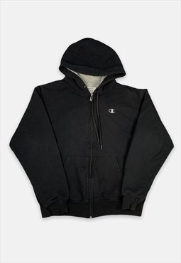 Vintage Champion embroidered black zip hoodie