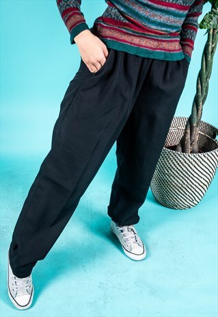 VINTAGE 1990S TROUSERS IN BLACK WITH A HIGH-WAIST