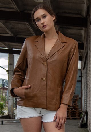 VINTAGE RETRO BROWN LEATHER JACKET