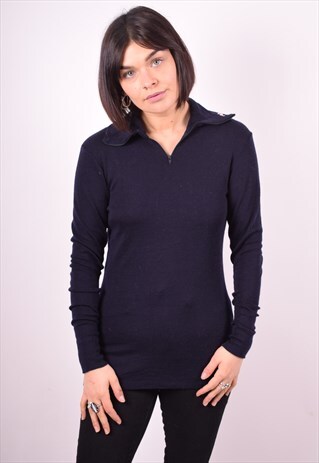 FILA WOMENS VINTAGE JUMPER SWEATER MEDIUM BLUE 90'S
