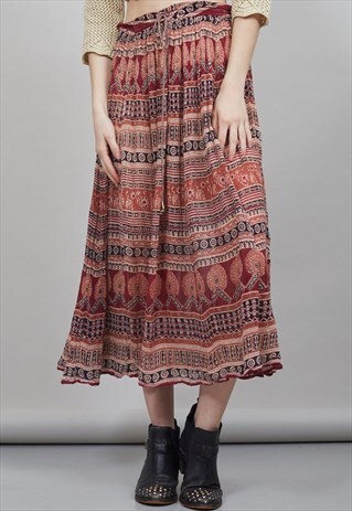 VINTAGE MULTI COLOURED 70'S INDIAN MAXI SKIRT