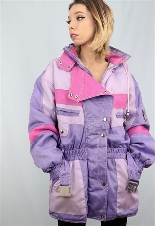 VINTAGE 80S 90S OVERSIZED SKI COAT PURPLE