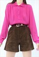 80s Vintage Pink Shirt Blouse (Size M)
