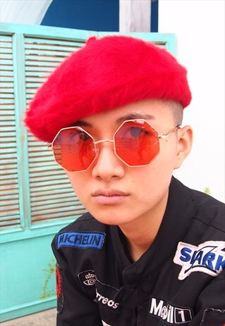 RED LENS OCTAGON SHAPE SUNGLASSES