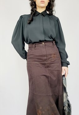Vintage 80s black minimalist smart casual blouse top