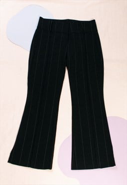 Vintage Flare Jeans Y2K Wide-leg Pants in Pinstriped Black