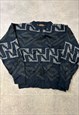 VINTAGE KNITTED JUMPER ABSTRACT PATTERNED KNIT SWEATER