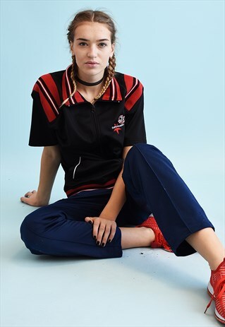 90'S RETRO SPORTS TRACKSUIT SHORT SLEEVE JACKET TOP