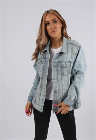 VINTAGE DENIM JACKET OLD NAVY FITTED UK 16 - 18 XL (DB3D)